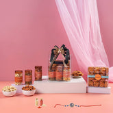 रक्षाबंधन के लिए प्रीमियम गिफ्ट हैम्पर्स, 600 ग्राम कुल सामग्री